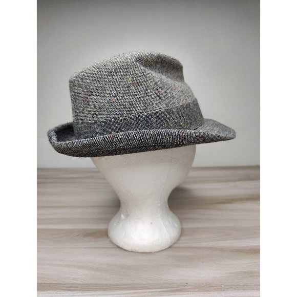 Vintage Men's United Hatters Cap Millinery Union Tweed Fedora Hat Sz 7 Feather - Picture 4 of 9